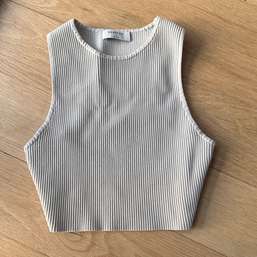 Aritzia ribbed sleeveless cropped top grey (small)